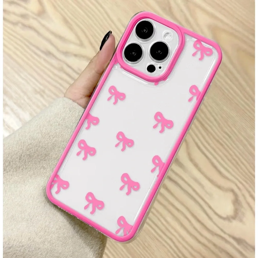 iPhone 15 Pro Pink Bow Design Phone Case